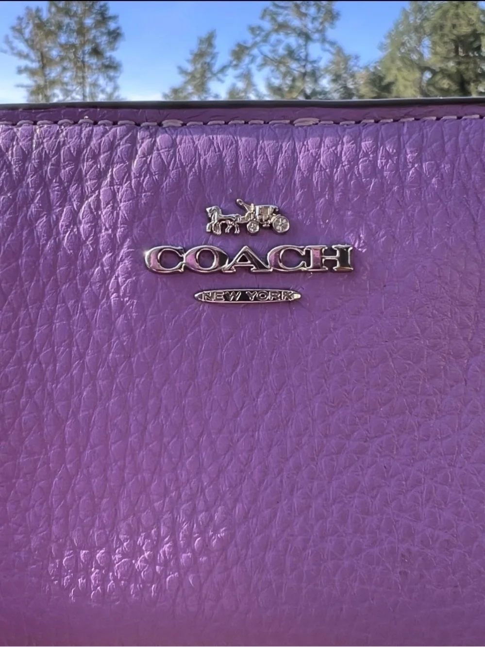 COACH Women's Snap Wallet Purple Pebble Leather with Silver Hardware AUTHENTIC